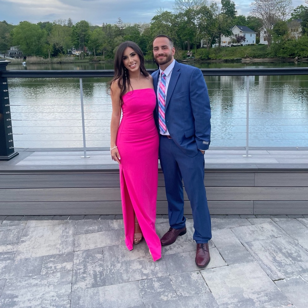 Hot pink strapless gown from lulus